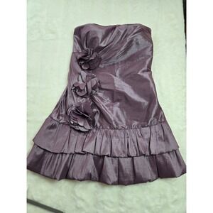 Alyn Paige New York Strapless Mauve Purple Rosette Ruffle Cocktail Dress 9/10